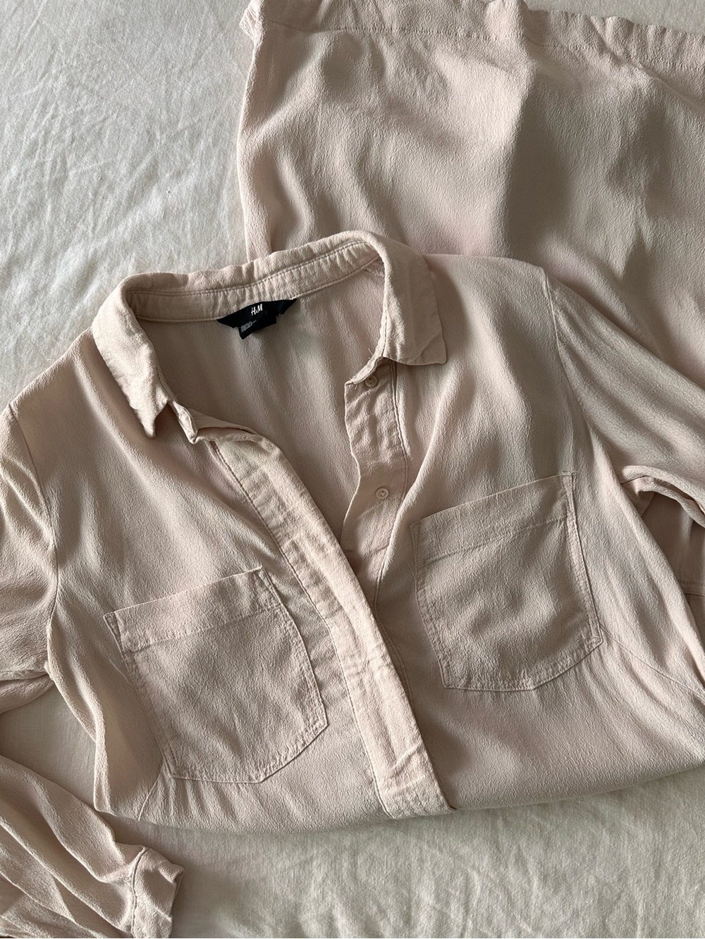 H&M - Neutral Color Button Front Collared Shirt Dress (size 4)